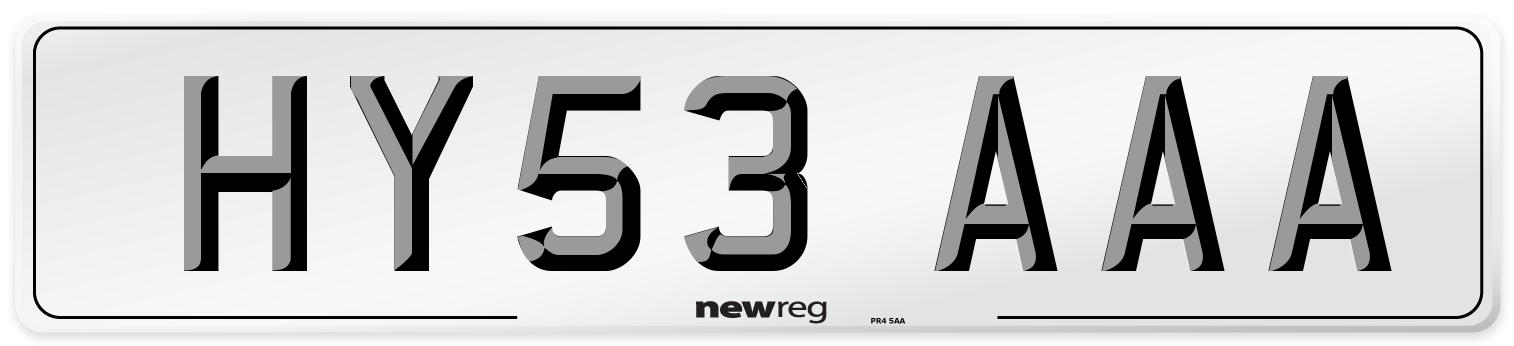 HY53 AAA Number Plate from New Reg